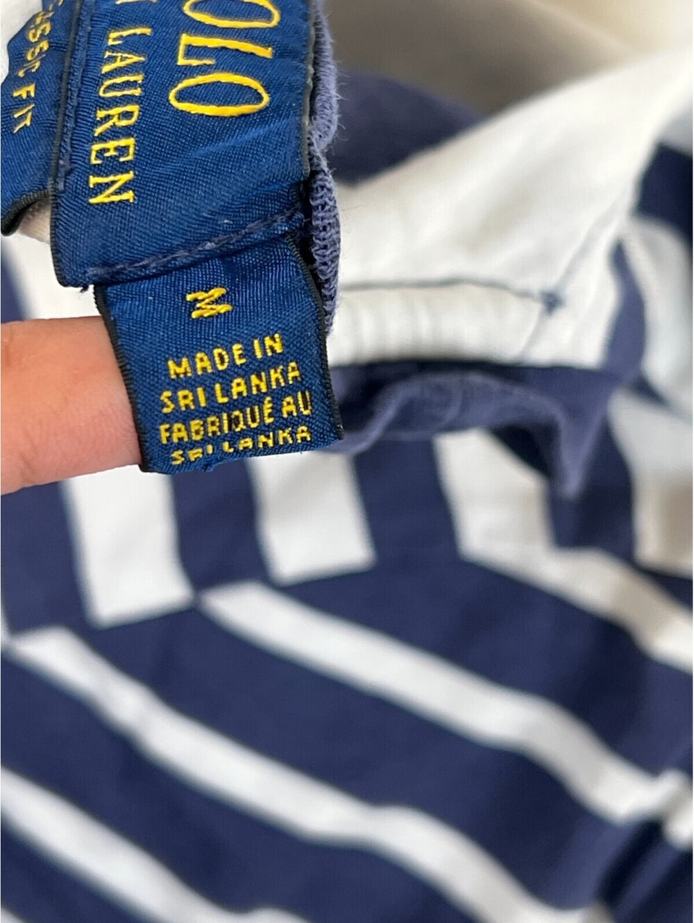 Polo Ralph Lauren Men Size M Blue White Striped Pocket T-Shirt Classic Fit - Picture 4 of 11